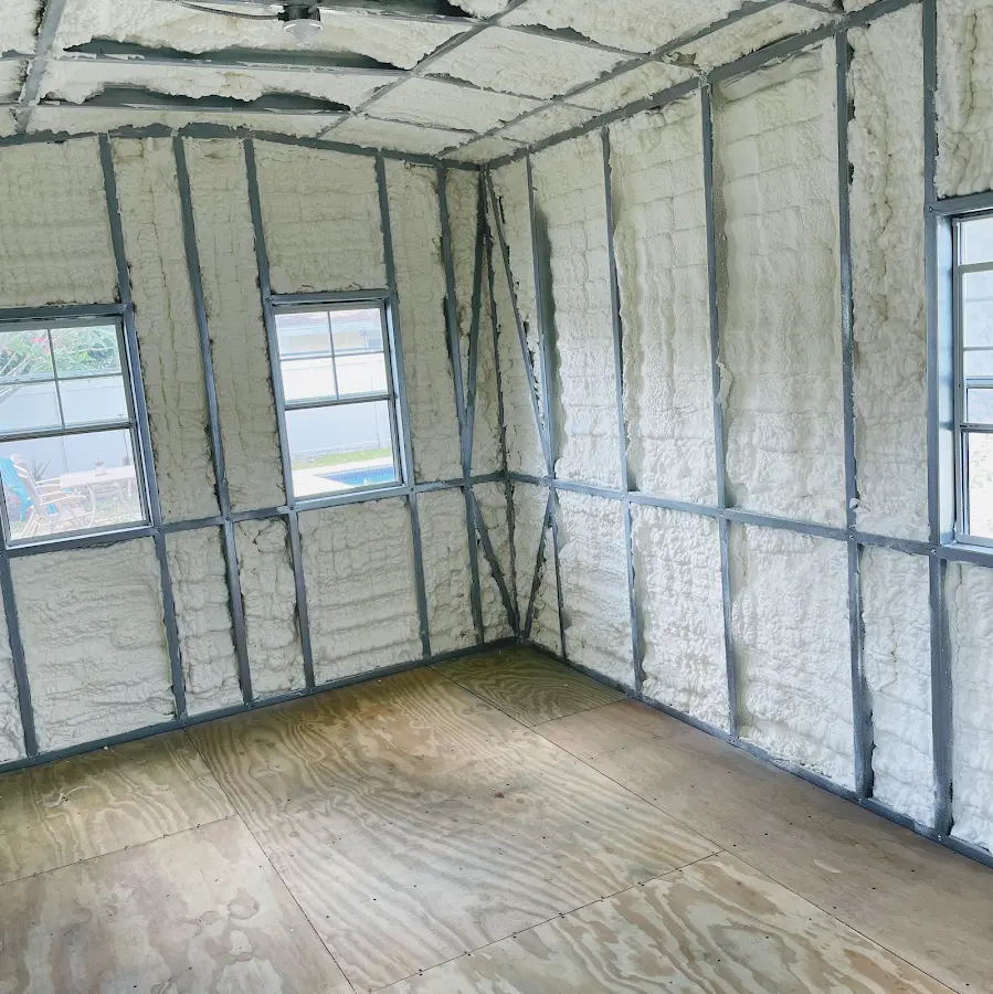 Closed-cell spray foam insulation applied to wall cavities in a residential project in Mount Rainier